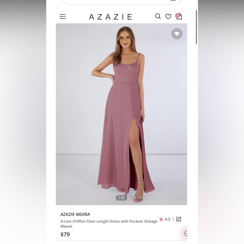 Azazie Moira Bridesmaid Dress in Vintage Mauve size A0